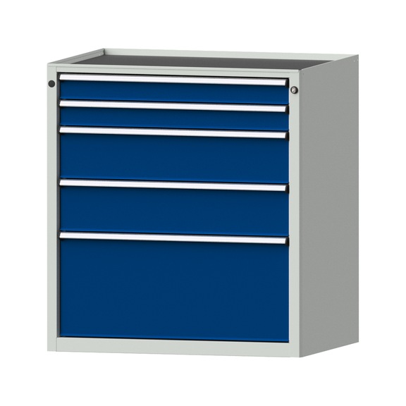 Drawer cabinet V910 model 3009 Storage tray RAL 7035/5010 Height 980 mm, 100 kg - Cupboard with drawers (storage equipment, workshop)