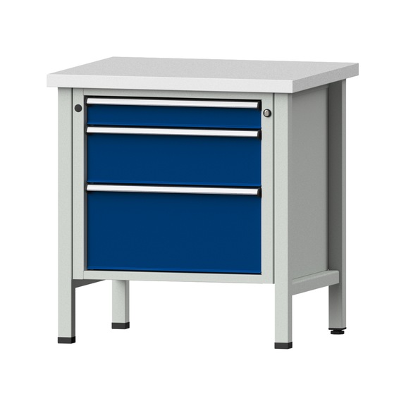 Box workbench V/T-BL 800 mm, model 22, KSP 40 mm, RAL 7035/5010, 840x800x700 - Cabinet workbench 1 block