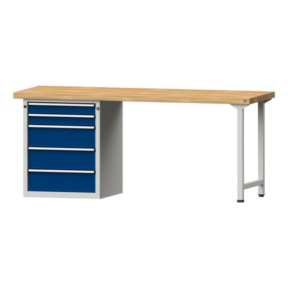 Combination workbench V/T-BL1500/2000 mm Model 830 BMP 50 mm RAL 7035/5010, 850 x 2000 x 700 - Combination workbench 2000 mm models 821 VH - 850 VH