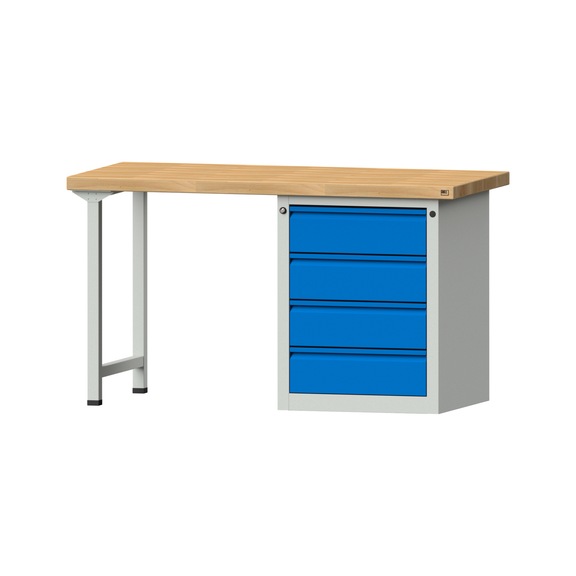 Kombiwerkbank E 1500/2000 mm, Modell 805, BMP 50 mm, RAL 7035/RAL 5012 - Kombiwerkbank E 1500 mm