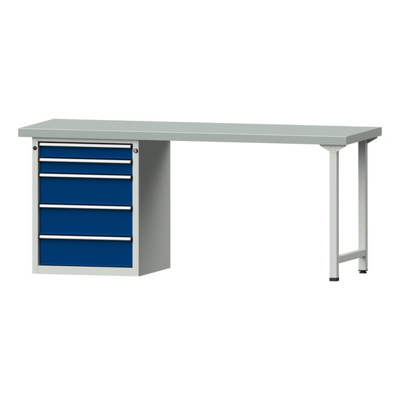 Combination workbench V/T-BL1500/2000 mm Model 830 ZBP 50 mm RAL 7035/5010, 850 x 2000 x 700 - Combination workbench 2000 mm models 821 VH - 850 VH