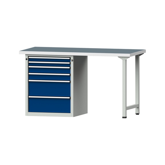 Combination workbench V/T-BL1500/2000 mm Model 814 UBP 40 mm RAL 7035/5010, 840 x 1500 x 700 - Combination workbench 1500 mm models 809 V - 816 V