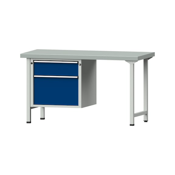 Combination workbench V/T-BL1500/2000 mm Model 701 ZBP 50 mm RAL 7035/5010, 850 x 1500 x 700 - Combination workbench 1500 mm models 501 V - 709 V