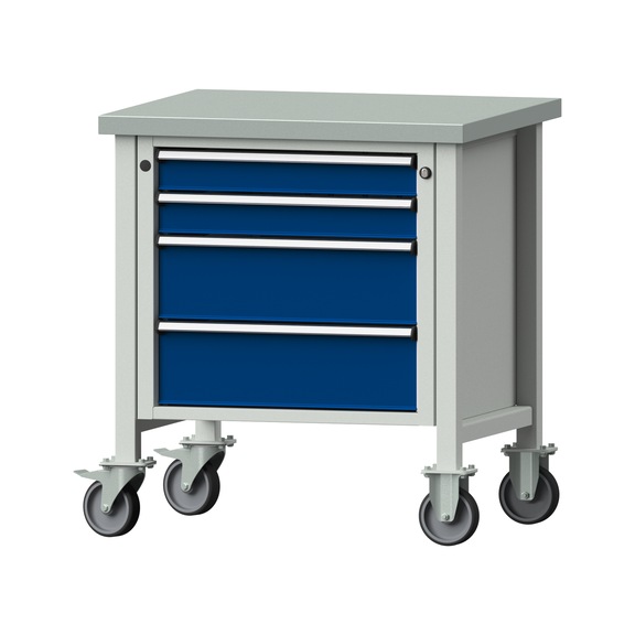 Box workbench V/T-BL 800 mm, model 21, ZBP 40 mm, RAL 7035/5010, 890x800x700 - Cabinet workbench 1 block