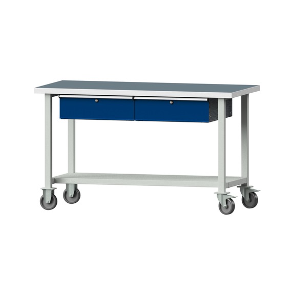 Work table, model 65, UBP 40 mm, RAL 7035/RAL 5010, 890 x 1500 x 700 mm - Working table 1500 mm movable