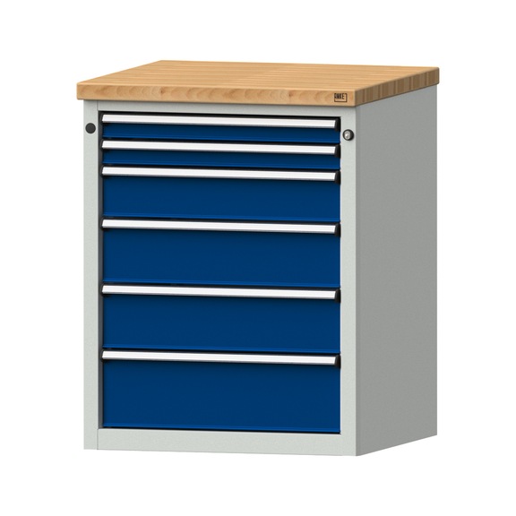 Side cabinet BL, model 105, BMP 40 mm, RAL 7035/RAL 5010, height 840 mm - Workshop cupboard