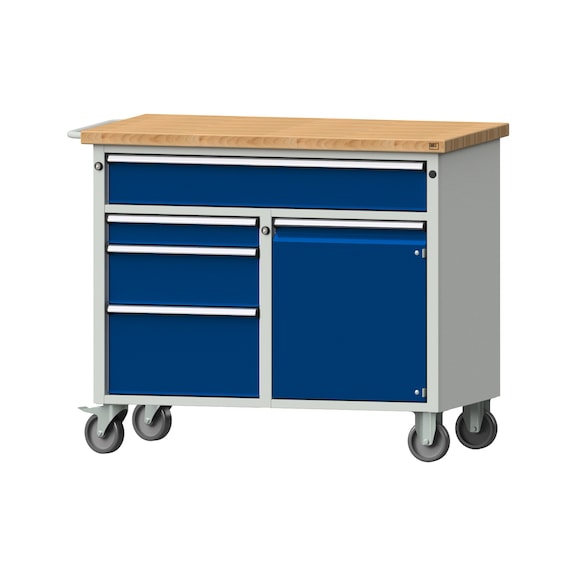 Workshop trolley V/T, model 330, BMP 40 mm, RAL 7035/RAL 5010, height 970 mm - Workshop trolley