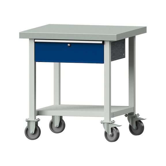 Work table, model 123, ZBP 50 mm, RAL 7035/RAL 5010, 850 x 800 x 800 mm - Working table 800 mm movable