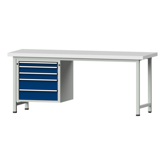 Combination workbench V/T-BL1500/2000 mm Model 723 KSP 50 mm RAL 7035/5010, 850 x 2000 x 700 - Combination workbench 2000 mm models 521 V - 726 V