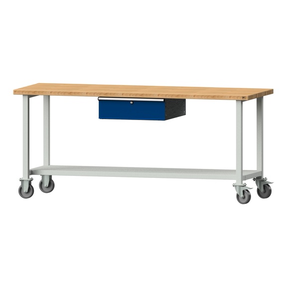 Work table, model 83, BMP 40 mm, RAL 7035/RAL 5010, 890 x 2000 x 700 mm - Working table 2000 mm movable