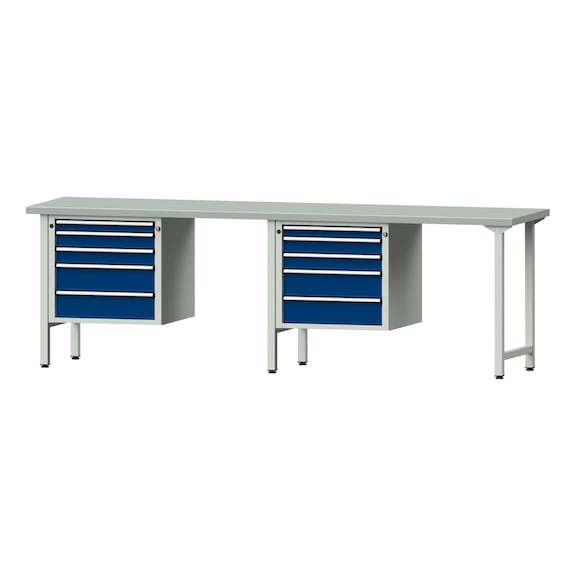 Combination workbench V/T-BL2800 mm, model 733, ZBP 40 mm, RAL 7035/5010, 890x2800x700 - Combination workbench 2800 mm models 531 V - 733 V