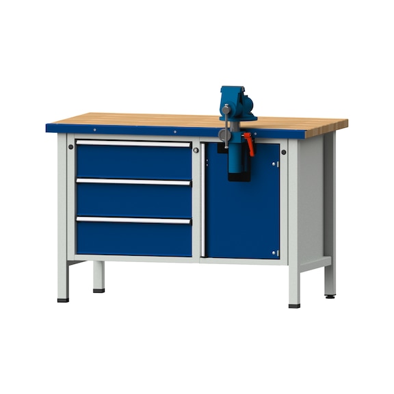 Assembly workbench V/T-BL, model 806, BMP 40 mm, RAL 7035/5010, 840x1270x700 mm - Assembly workbench stationary