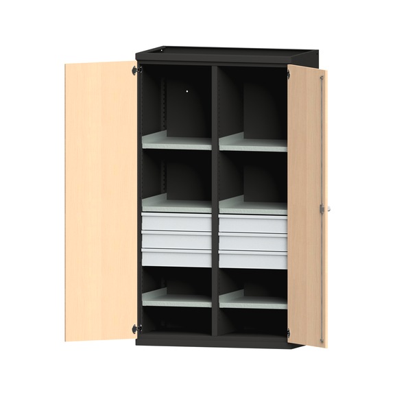 Schwerlastschrank T630mm - H1950mm, Modell 203, RAL 7016/RAL 7016, 620.011.0376 - Werkstattschrank