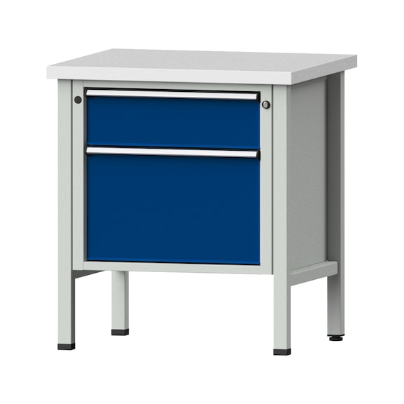 Box workbench V/T-BL 800 mm, model 55, KSP 40 mm, RAL 7035/5010, 890x800x700 - Cabinet workbench 1 block