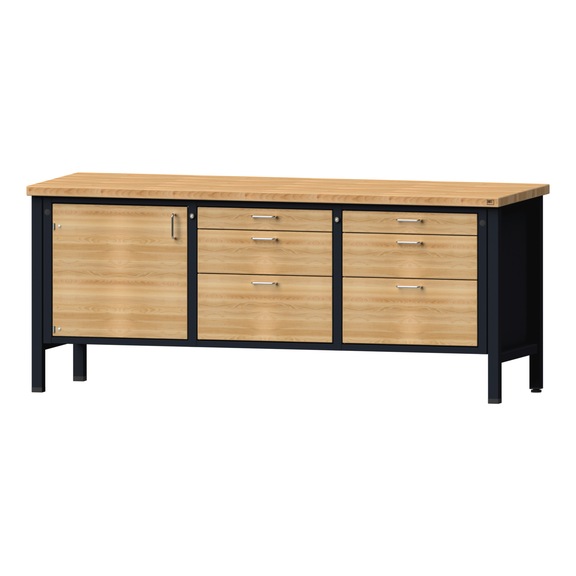 Kastenwerkbank V/T-BL 2000 mm, Modell 125, BMP 40 mm, RAL 7016, 840x2000x700 mm - Kastenwerkbank V - BL 3 Blöcke Modelle 120 - 127