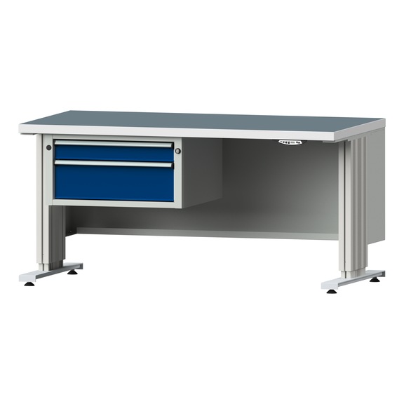 LIFT workbench base, model 501, UBP 40 mm, RAL 7035/RAL 5010 - Combination workbench LIFT