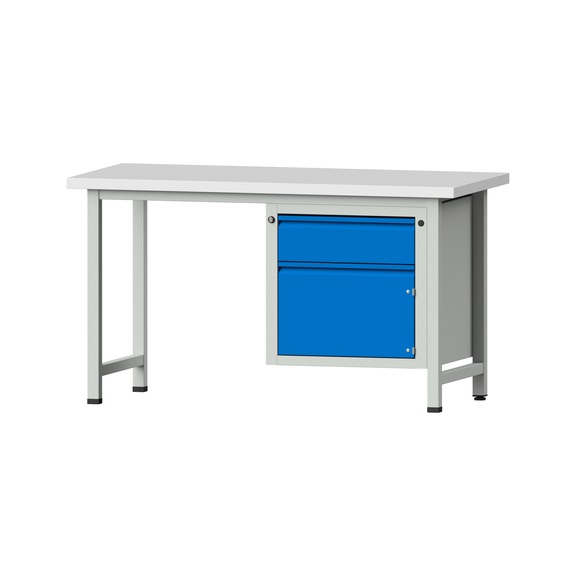Kombiwerkbank E 1500/2000 mm - 1UB, Modell 701, KSP 40 mm, RAL 7035/RAL 5012 - Kombiwerkbank E 1500 mm