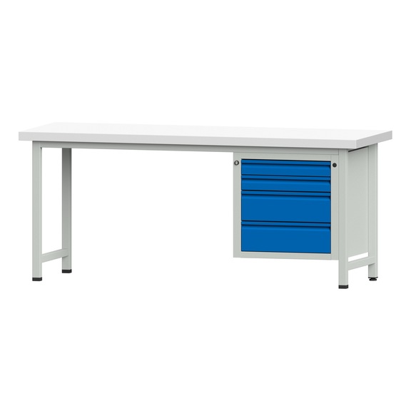 Combination workbench E 1500/2000 mm - 1UB, model 727, KSP 50 mm, RAL 7035/RAL 5012 - Combination workbench E 2000 mm