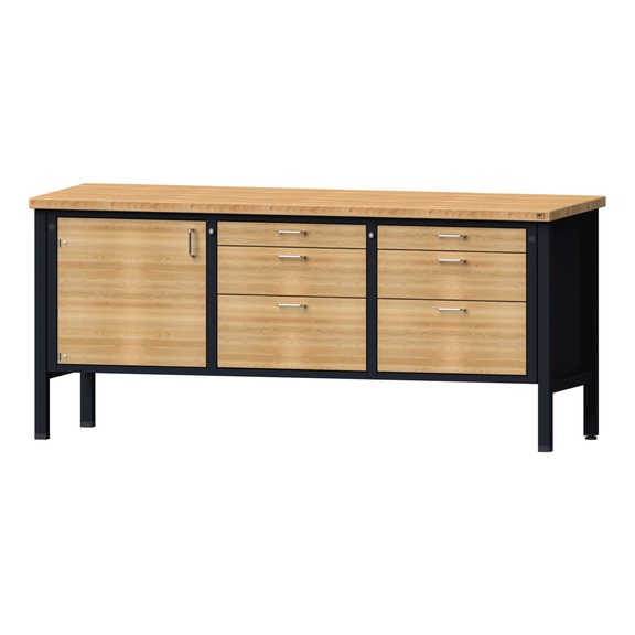 Kastenwerkbank V/T-BL 2000 mm, Modell 125, BMP 40 mm, RAL 7016, 890x2000x700 mm - Kastenwerkbank V - BL 3 Blöcke Modelle 120 - 127