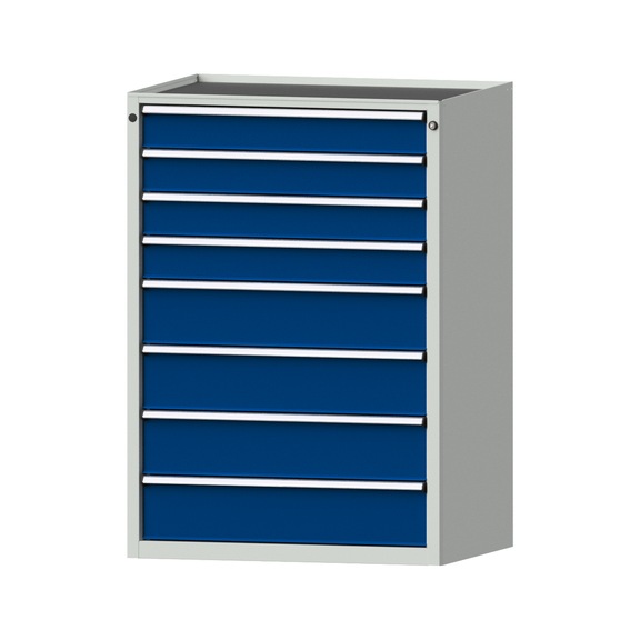 Drawer cabinet V910 model 4008 Storage tray RAL 7035/5010 Height 1280 mm, 200 kg - Cupboard with drawers (storage equipment, workshop)