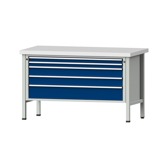 Box workbench VX 1500 mm, model 29, KSP 50 mm, RAL 7035/RAL 5010, 900x1500x800 - Cabinet workbench V - X 1500 mm 1 block