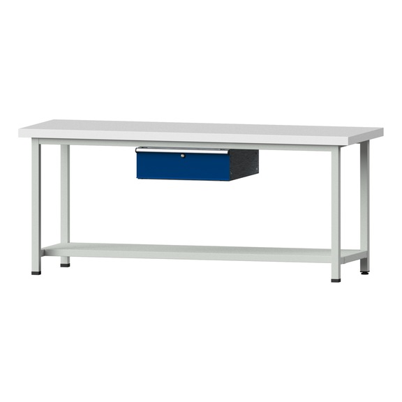 Work table, model 73, KSP 50 mm, RAL 7035/RAL 5010, 850 x 2000 x 700 mm - Working table 2000 mm static