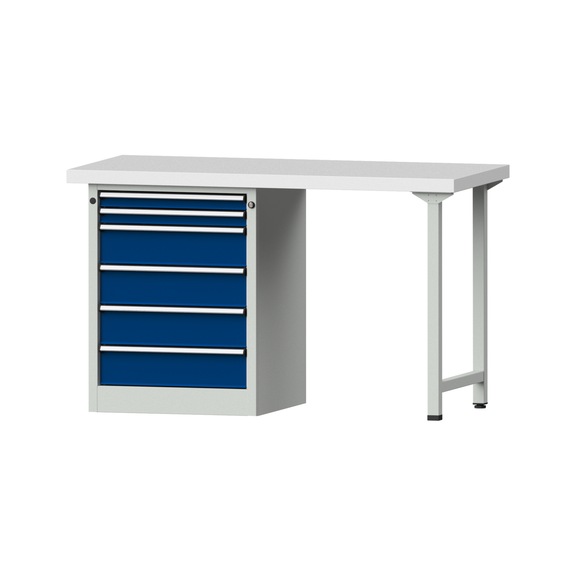 Combination workbench V/T-BL1500/2000 mm Model 811 KSP 50 mm RAL 7035/5010, 900 x 1500 x 700 - Combination workbench 1500 mm models 809 V - 816 V