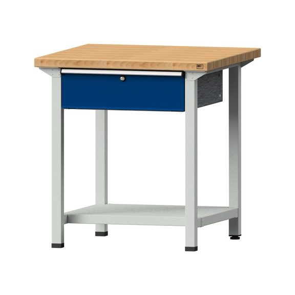 Arbeitstisch, Modell 113, BMP 40 mm, RAL 7035/RAL 5010, 840 x 800 x 800 mm - Arbeitstisch 800 mm statisch