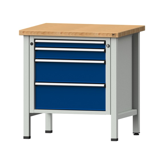 Box workbench V/T-BL 800 mm, model 19, BMP 40 mm, RAL 7035/5010, 840x800x700 - Cabinet workbench 1 block