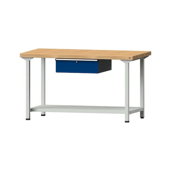 Work table, model 153, BMP 50 mm, RAL 7035/RAL 5010, 850 x 1500 x 800 mm - Working table 1500 mm static