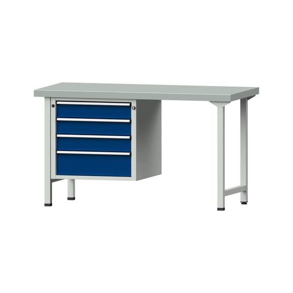 Combination workbench V/T-BL1500/2000 mm Model 705 ZBP 50 mm RAL 7035/5010, 850x1500x700 - Combination workbench 1500 mm models 501 V - 709 V