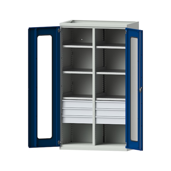 Schwerlastschrank T630mm - H1950mm, Modell 203, RAL 7035/RAL 5010, 620.011.0044 - Werkstattschrank