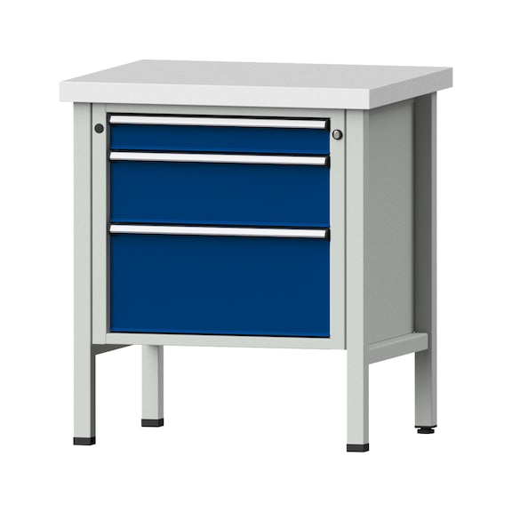 Kastenwerkbank V/T-BL 800 mm, Modell 22, KSP 50 mm, RAL 7035/5010, 900x800x700 - Kastenwerkbank V - BL 1 Block