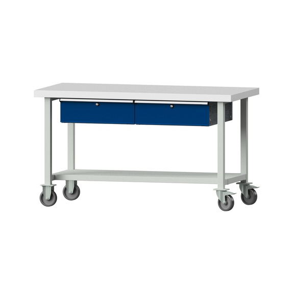 Work table, model 65, KSP 50 mm, RAL 7035/RAL 5010, 850 x 1500 x 700 mm - Working table 1500 mm movable