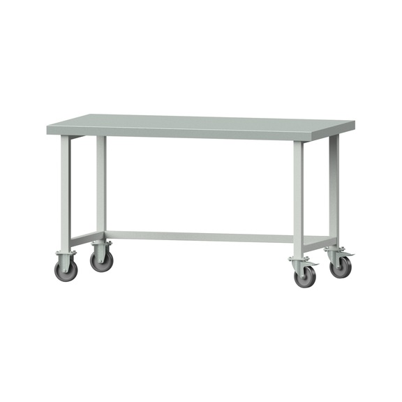 Work table, model 160, ZBP 50 mm, RAL 7035, 850 x 1500 x 800 mm - Working table 1500 mm movable