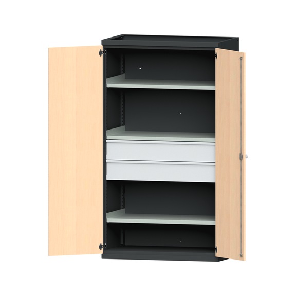 Heavy-duty cabinet T630mm - H1950mm, model 102, RAL 7016/RAL 7016, 620.011.0373 - Workshop cupboard