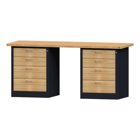 Kombiwerkbank V/T-BL2000mm-2 Blöcke Modell 840 BMP 40 mm RAL 7016, 890x2000x700 - Kombiwerkbank V - BL 2000 mm Modelle 821 VH - 850 VH