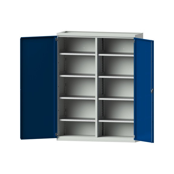 Schwerlastschrank T500mm - H1950mm, Modell 401, RAL 7035/RAL 5010, 620.007.0008 - Werkstattschrank