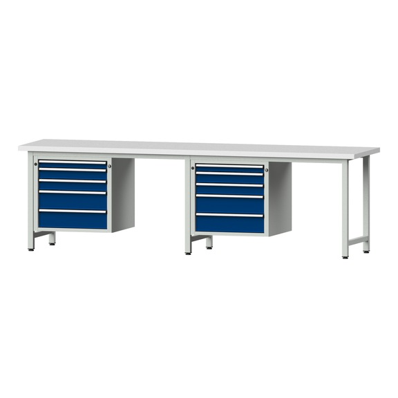 Combination workbench V/T-BL2800 mm, model 733, KSP 40 mm, RAL 7035/5010, 840x2800x700 - Combination workbench 2800 mm models 531 V - 733 V