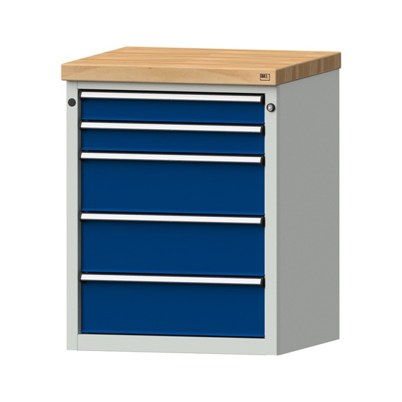 Side cabinet BL, model 104, BMP 50 mm, RAL 7035/RAL 5010, height 850 mm - Workshop cupboard