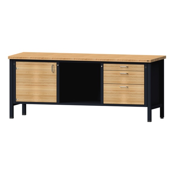 Box workbench V/T-BL 2000 mm, model 146, BMP 40 mm, RAL 7016, 840x2000x700 mm - Cabinet workbench 3 blocks models 146 - 419
