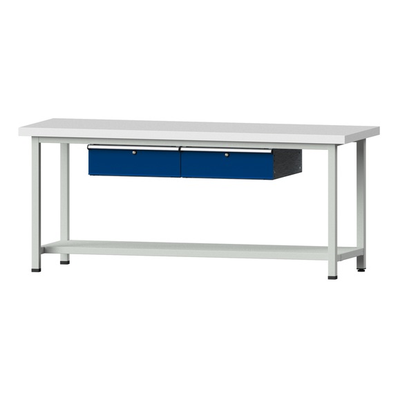 Work table, model 75, KSP 50 mm, RAL 7035/RAL 5010, 850 x 2000 x 700 mm - Working table 2000 mm static