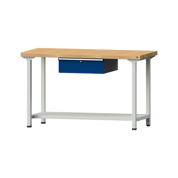 Work table, model 53, BMP 50 mm, RAL 7035/RAL 5010, 900 x 1500 x 700 mm - Working table 1500 mm static