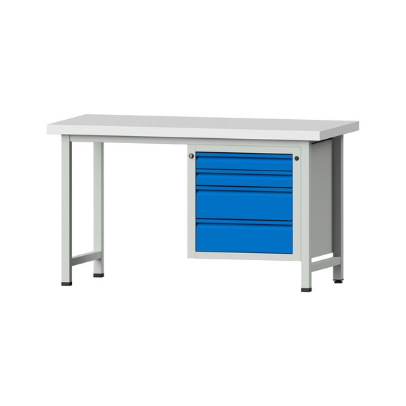 Kombiwerkbank E 1500/2000 mm - 1UB, Modell 707, KSP 50 mm, RAL 7035/RAL 5012 - Kombiwerkbank E 1500 mm