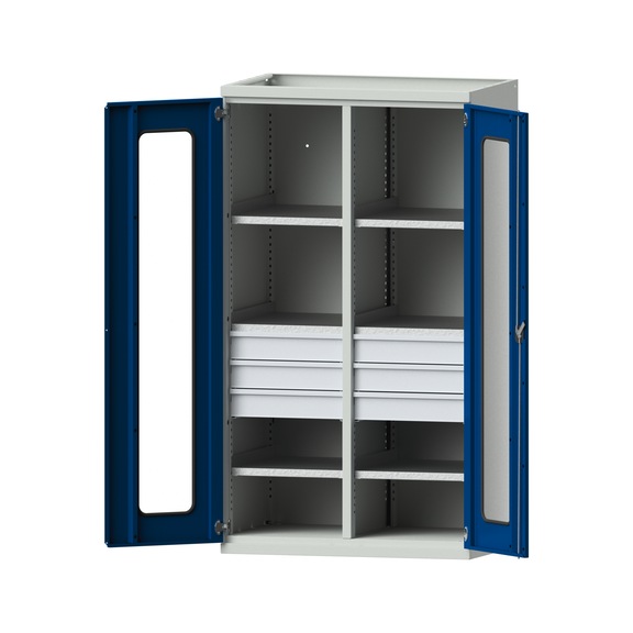 Heavy-duty cabinet T690 mm - H1950 mm, model 203, RAL 7035/RAL 5010, 620.014.0094 - Workshop cupboard