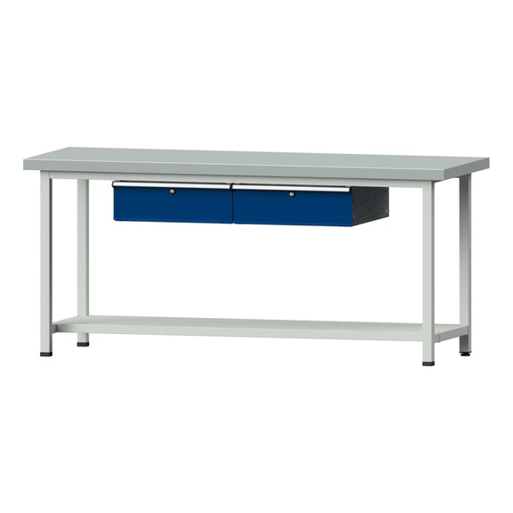 Work table, model 75, ZBP 50 mm, RAL 7035/RAL 5010, 900 x 2000 x 700 mm - Working table 2000 mm static