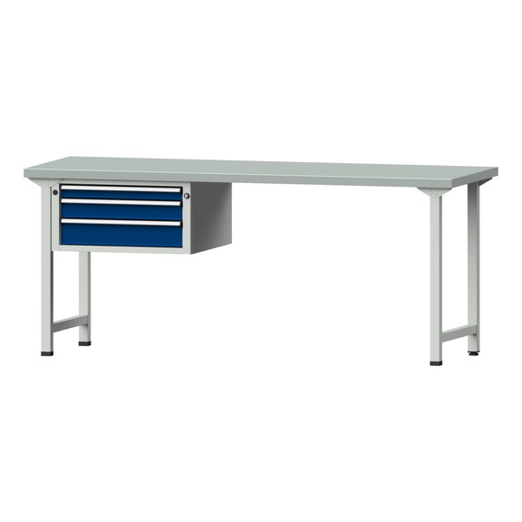 Kombiwerkbank V/T-BL1500/2000 mm Modell 522 ZBP 40mm RAL 7035/5010, 840x2000x700 - Kombiwerkbank V - BL 2000 mm Modelle 809 V - 816 V