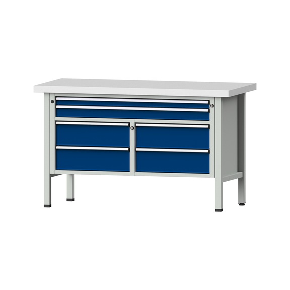 Box workbench 1500 3-part housing model 255 KSP 50 mm 7035/5010 900x1500x700 - Cabinet workbench 2 blocks 1500 3-piece