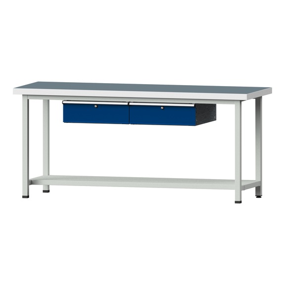 Work table, model 75, UBP 50 mm, RAL 7035/RAL 5010, 900 x 2000 x 700 mm - Working table 2000 mm static