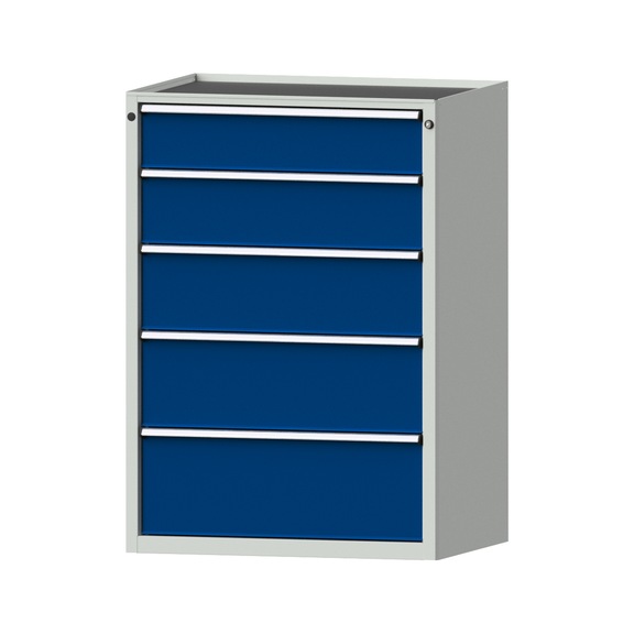 Schubladenschrank V910 Modell 4007 Ablagewanne RAL 7035/5010 Höhe 1280 mm, 200kg - Schubladenschrank (Lagereinrichtung, Werkstatt)